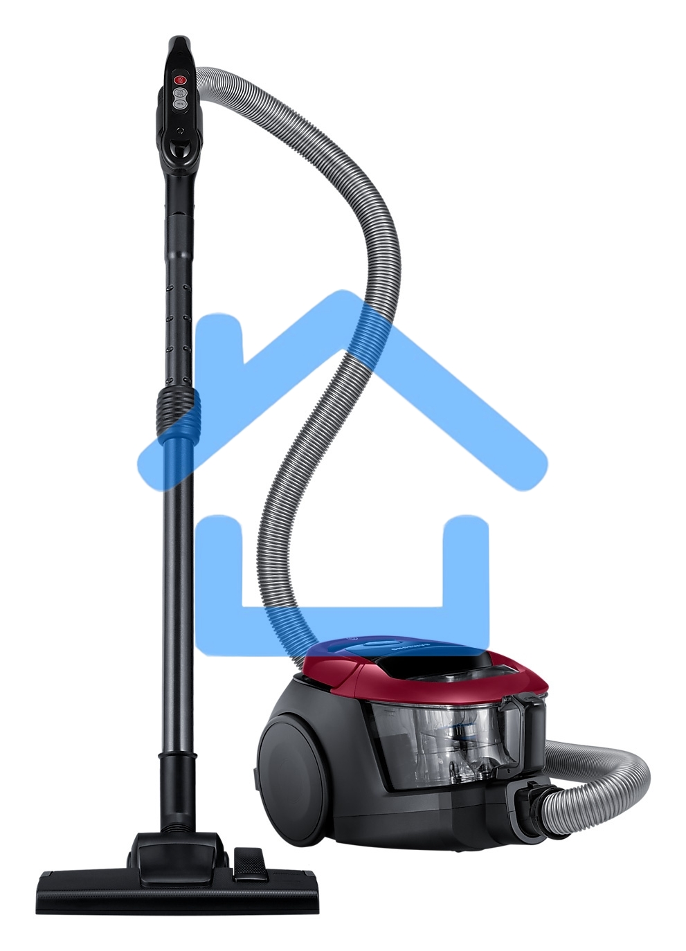 Пылесос Samsung VC18M31A0HP бордовый/черный, 380/1800 Вт, уборка сухая, пылесборник контейнер 2 л