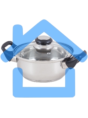 Кастрюля Mallony из нерж стали с крышкой (стекло) BAK-01, 1,4 л, ручки - бакелит, без ТМ