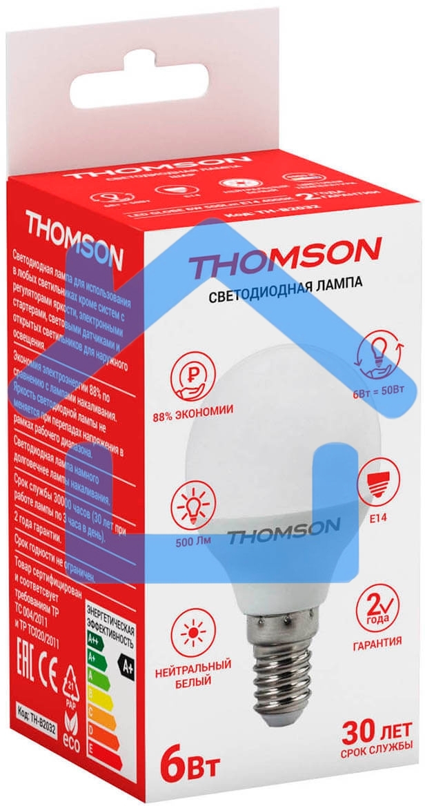 Лампа светодиодная Hiper THOMSON LED GLOBE 6W 500Lm E14 4000K TH-B2032