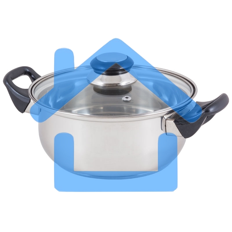 Кастрюля Mallony из нерж стали с крышкой (стекло) BAK-02, 2 л, ручки - бакелит, без ТМ