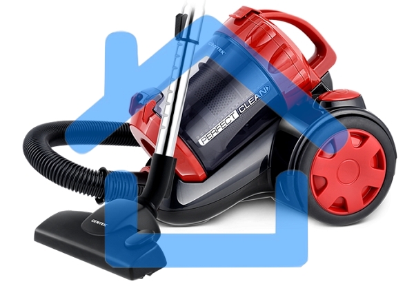 Пылесос Centek CT-2528 Red красный/черный, 350/2000 Вт, уборка сухая, пылесборник циклонный фильтр, 1.5 л