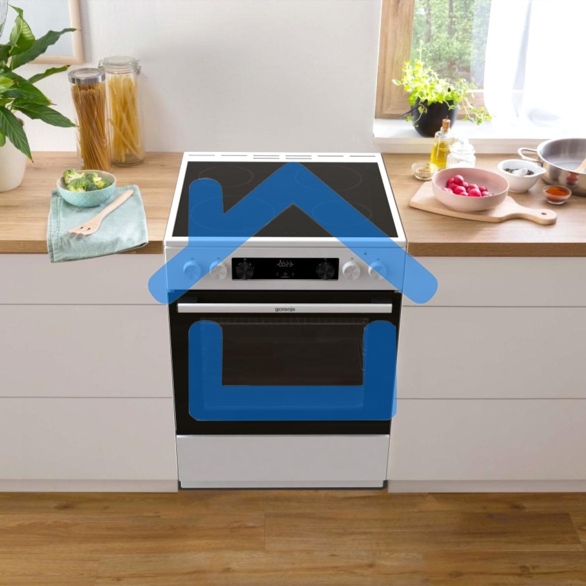 Плита электрическая Gorenje GEC6C40WD белый, конфорок 4 электрических, духовка 71 л, 60 см x 85 см x 60 см