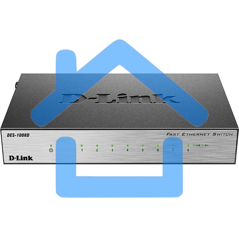 Неуправляемый коммутатор с 8 портами 10/100Base-TX D-Link DES-1008D/(K2A/K3A)RU/J1A/J2A/L2A/L2B