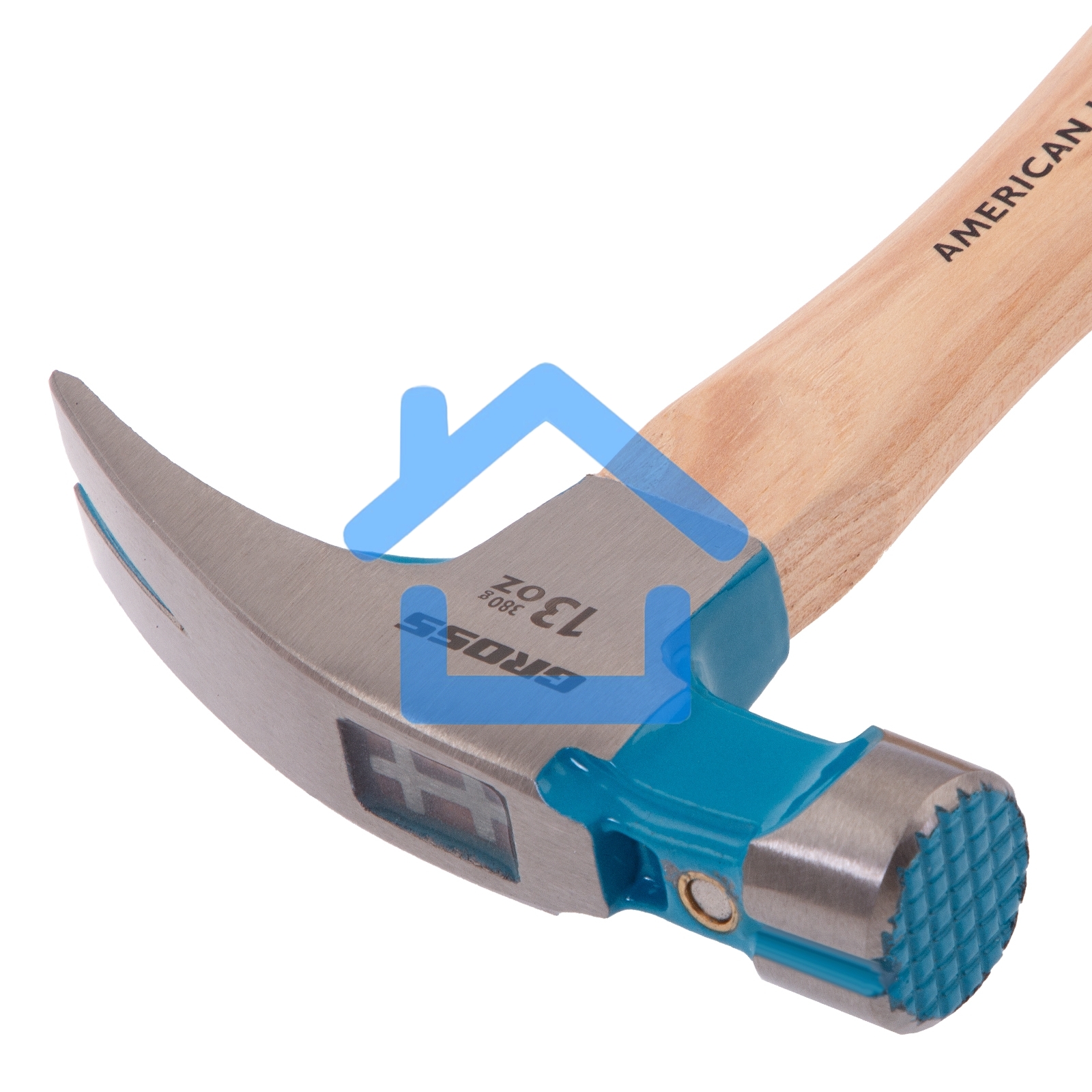 Молоток-гвоздодер, 380 г, угол 75, магнит, обрезиненная рукоятка AMERICAN HICKORY GROSS
