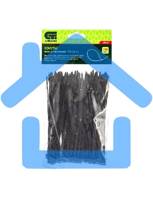 Хомуты, 150 х 3,6 мм, пластиковые, черные, 100 шт. Сибртех