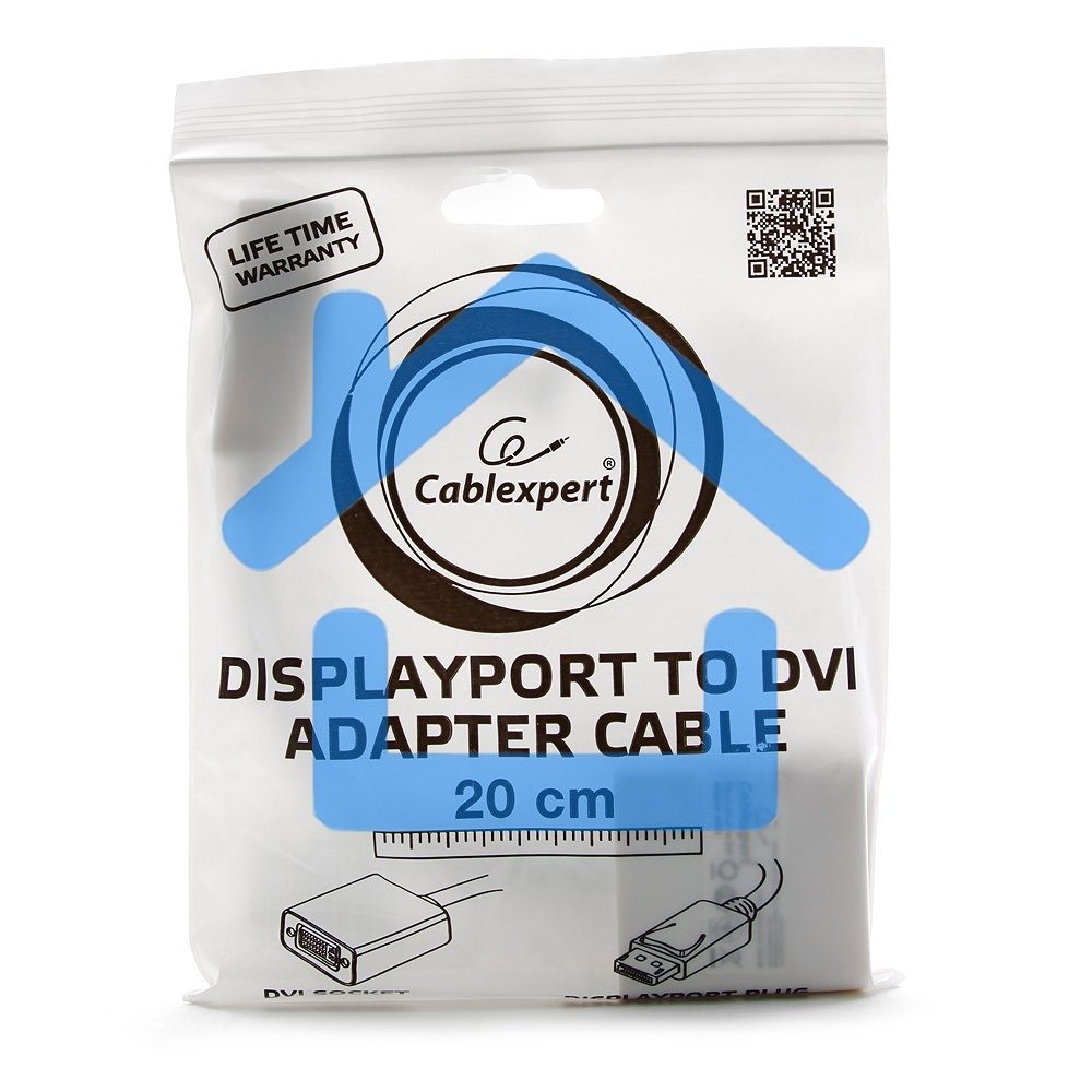 Переходник DisplayPort - DVI Cablexpert A-DPM-DVIF-002-W, 20M/19F, белый, пакет