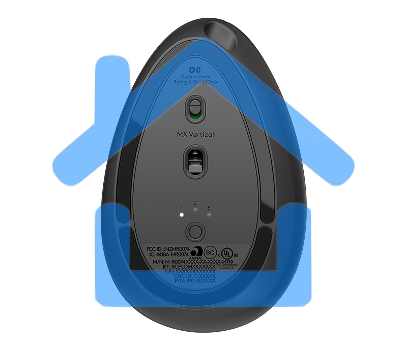 Мышь беспроводная/проводная Logitech MX Vertical графитовый, 4000 dpi, радиоканал, Bluetooth, USB, кнопки - 6