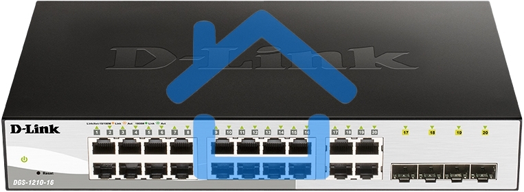 Коммутатор настраиваемый L2 коммутатор, 16х1000Base-T, 4хCombo 1000Base-T/SFP, упрощенный интерфейс CLI