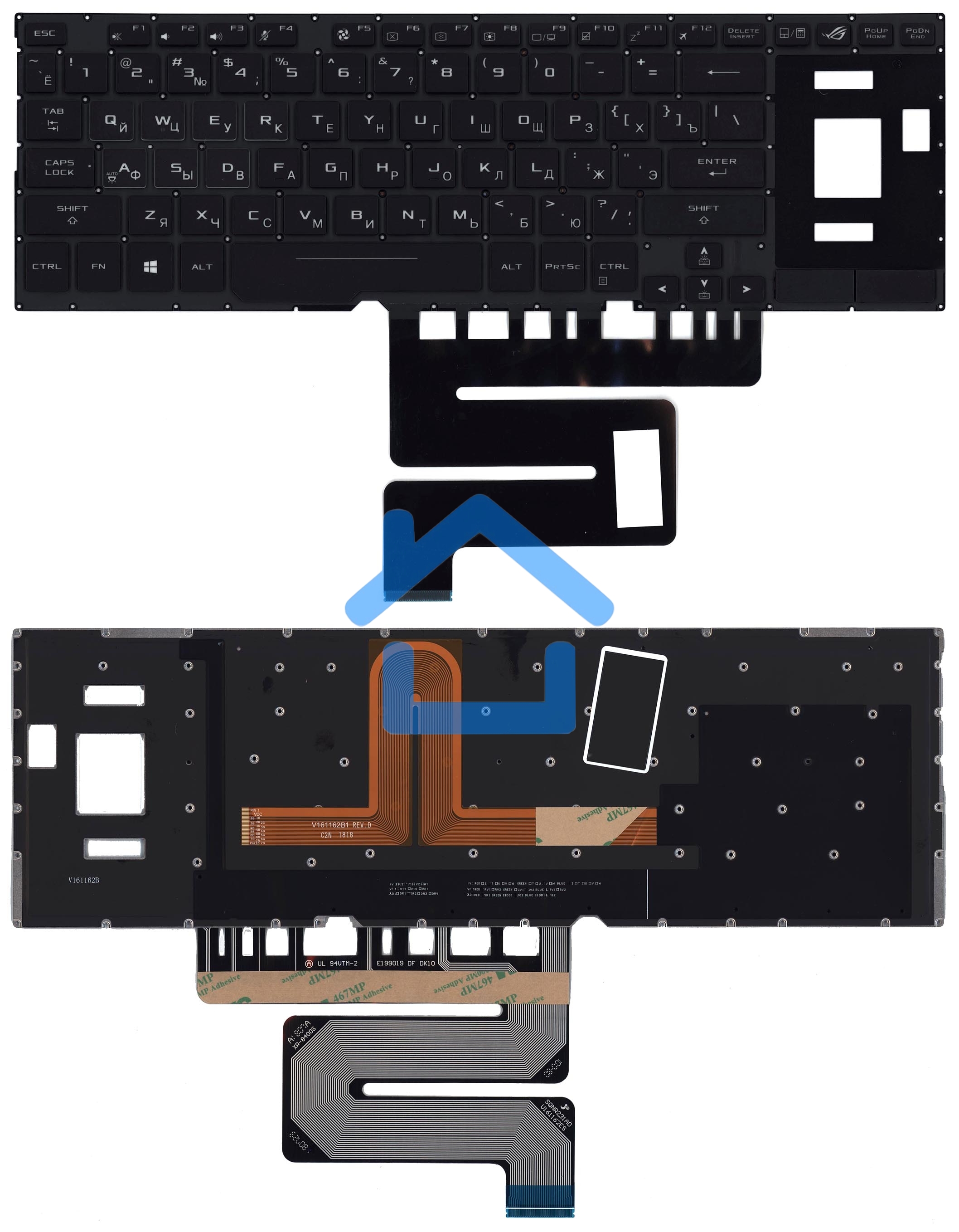 Клавиатура для ноутбука Asus ROG GX501VS GX501VSK  черная c подсветкой маленький энтер