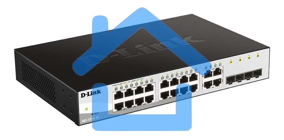 Коммутатор настраиваемый L2 коммутатор, 16х1000Base-T, 4хCombo 1000Base-T/SFP, упрощенный интерфейс CLI