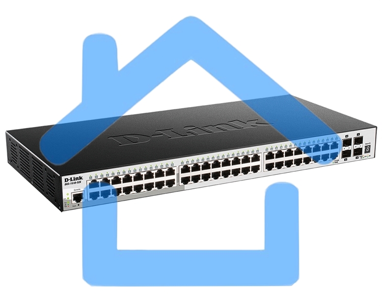 Коммутатор D-Link DGS-1510-52X/A2A Настраиваемый стекируемый коммутатор SmartPro уровня 2+ с 48 портами 10/100/1000Base-T и 4 портами 10Gbase-X SFP+