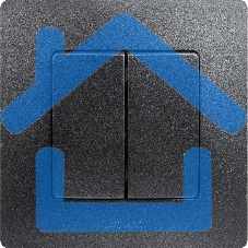 Выключатель двухклавишный, автоматические клеммы, Etika, 10AX, 250В~, антрацит Выключатель двухклавишный, автоматические клеммы, Etika, 10AX, 250В~, антрацит