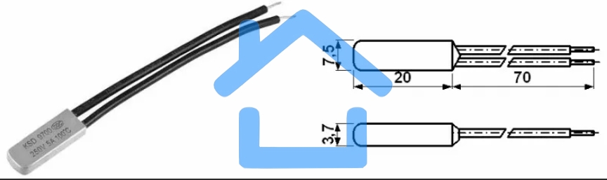 Термостат биметаллический KSD9700 5А/75 С нормально замкнутый