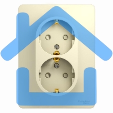 Розетка 2-м СП Glossa защ. шторки с заземл. в сборе беж. SchE GSL000226