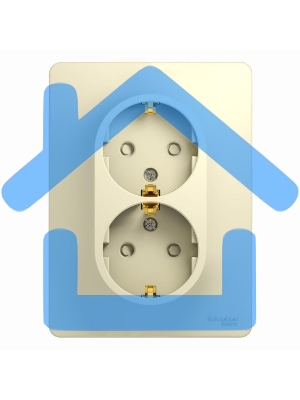 Розетка 2-м СП Glossa защ. шторки с заземл. в сборе беж. SchE GSL000226