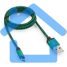 Кабель Gembird USB 2.0 Cablexpert CC-mUSB2gn1m, AM/microBM 5P, 1м, нейлоновая оплетка, алюминиевые разъемы, зеленый, пакет