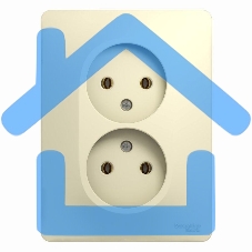 Розетка 2-м СП Glossa 16А IP20 без заземл. беж. SchE GSL000220