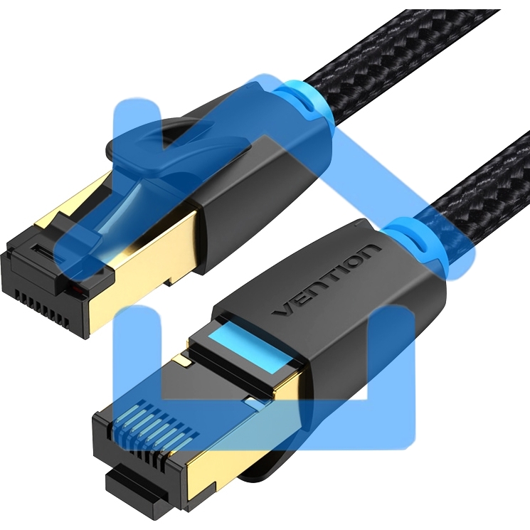 Патч-корд Vention прямой SFTP cat.8 RJ45 - 0,5м. черный Тканевая оплетка