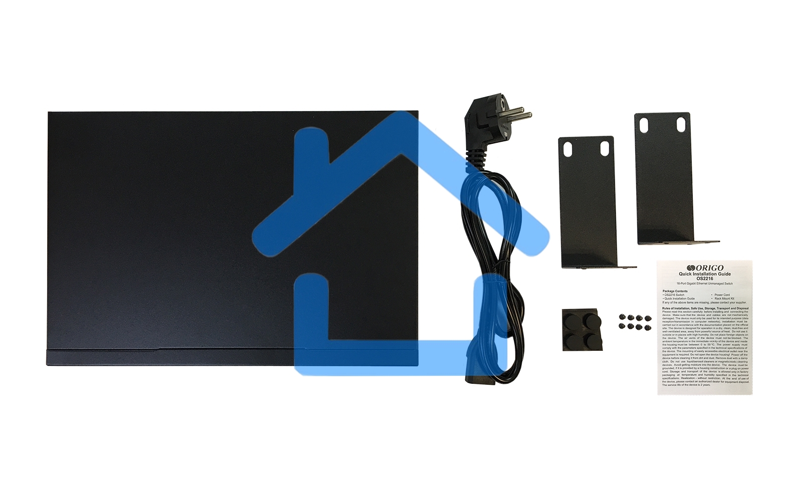 Коммутатор ORIGO Unmanaged Switch, 16x1000Base-T, 19 Rackmount Kit