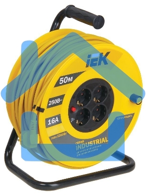 Катушка Iek WKP15-16-04-50 УК50 с т/з 4 места 2 Р + P Е /50м 3х1,5 мм2 