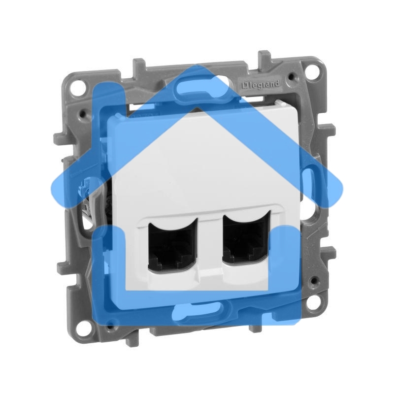 Двойная розетка RJ 45 - категория 5е - UTP - Etika - белый