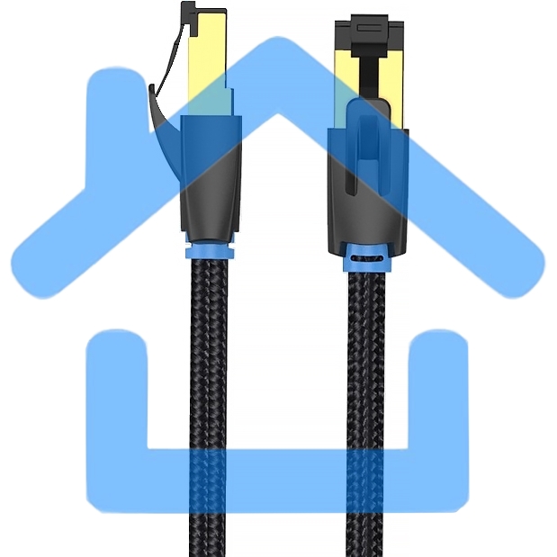 Патч-корд Vention прямой SFTP cat.8 RJ45 - 0,5м. черный Тканевая оплетка