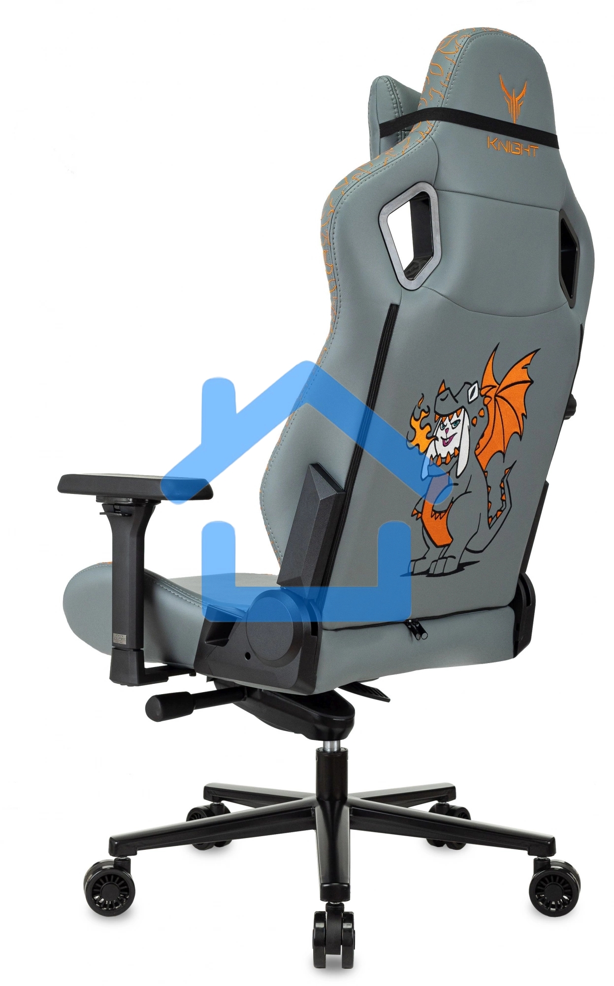 Кресло игровое Knight Craft Dragon серый эко.кожа крестов. металл