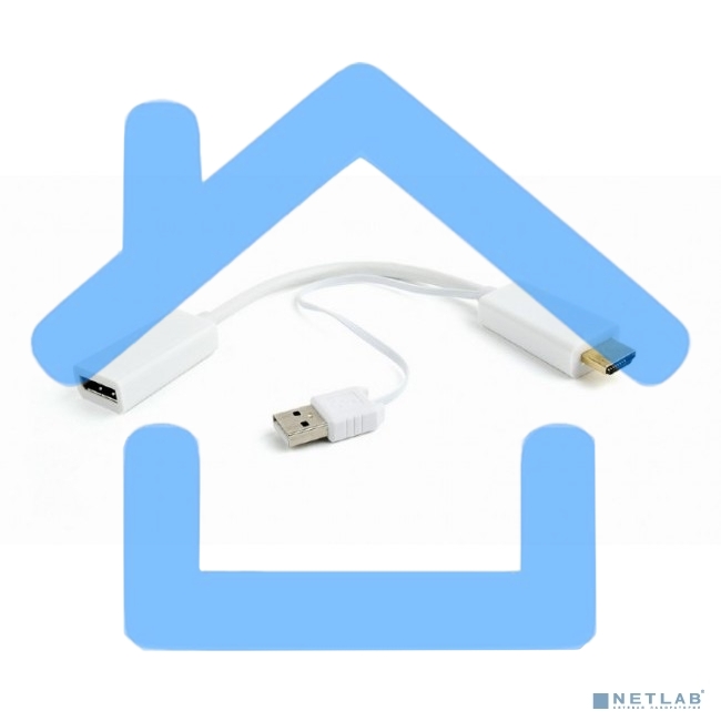 Конвертер HDMI->DisplayPort, Cablexpert DSC-HDMI-DP-W, HD19M+USBxHD20F, белый