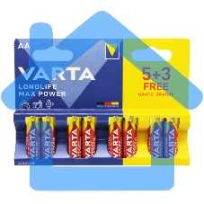 Батарея Varta LongLife Max Power Alkaline LR6 BL5+3 AA (8шт) блистер