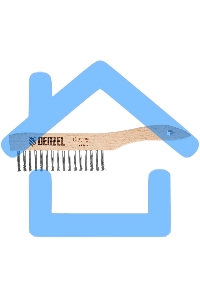 Щетка зачистная Denzel 3-х рядная, прямая проволока из нержавеющей стали с деревянной ручкой, EFP