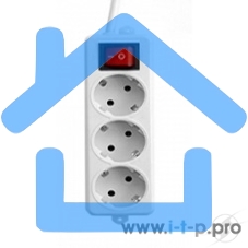 Сетевой фильтр Гарнизон ELB-G3-W-2, 3 евророзетки с выключателем и заземлением, допустимый ток 16А, длина 2м.