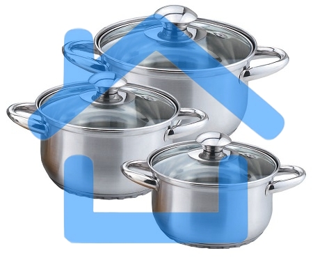 Набор посуды KELLI KL-4201 6 пред.(6 пред.: Кастрюля с жаропрочной стеклянной крышкой 2л. Кастрюля с жаропрочной стеклянной крышкой 2.6л. Кастрюля с жаропрочной стеклянной крышкой 3.6л. Высококачественная нержавеющая сталь 18/10. 5-ти слойное капсульное д