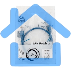 Патч-корд медный UTP Cablexpert PP10-0.5M/B кат.5e, 0.5м, литой, многожильный (синий)