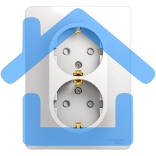 Розетка 2-м СП Glossa защ. шторки с заземл. в сборе бел. SchE GSL000126