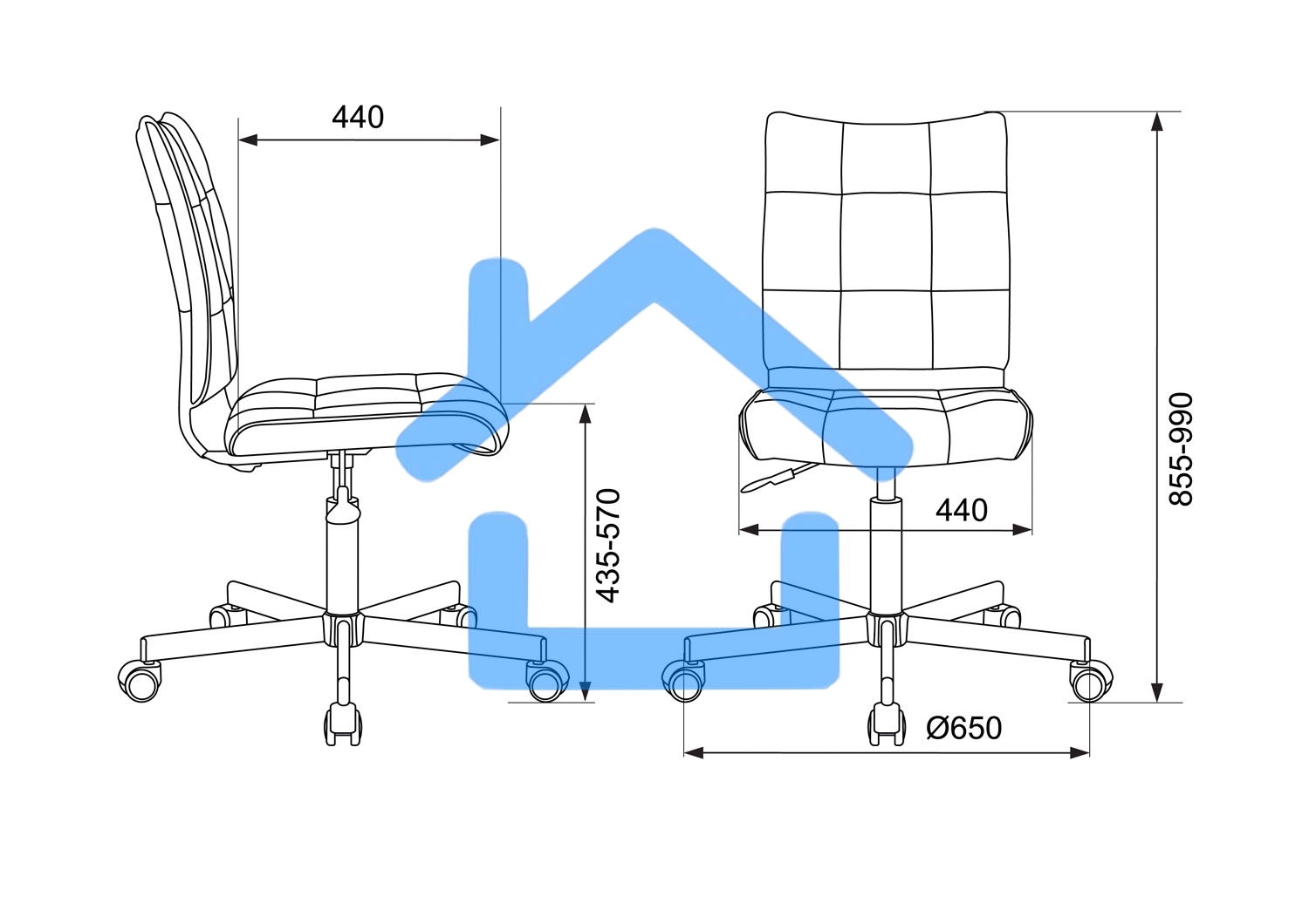 Кресло компьютерное Бюрократ CH-330M/LT-20 без подлокотников, черный, крестовина металл