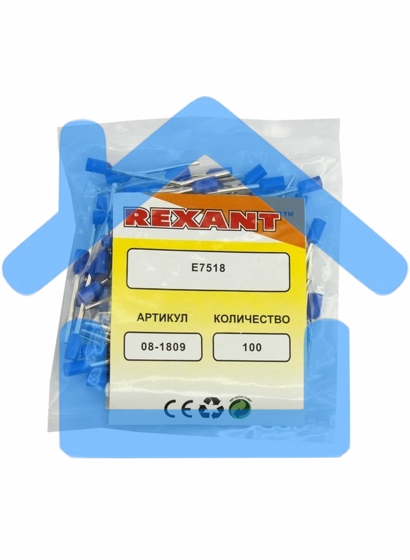 Наконечник штыревой втулочный изолированный F-18 мм 0.75 мм² (НШВи 0.75-18) синий Rexant