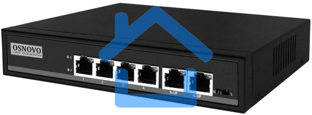 Коммутатор Osnovo SW-20600/A(80W) 6x100Mb 4PoE+ 80W неуправляемый