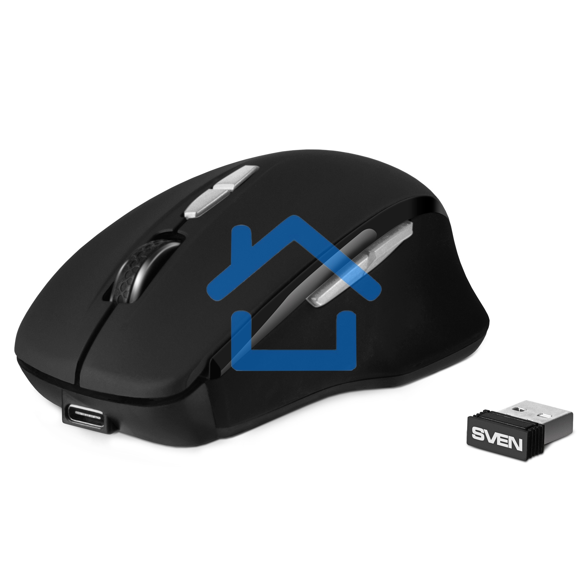 Мышь беспроводная SVEN RX-590SW черный, 1600 dpi, радиоканал, Bluetooth, USB, кнопки - 7