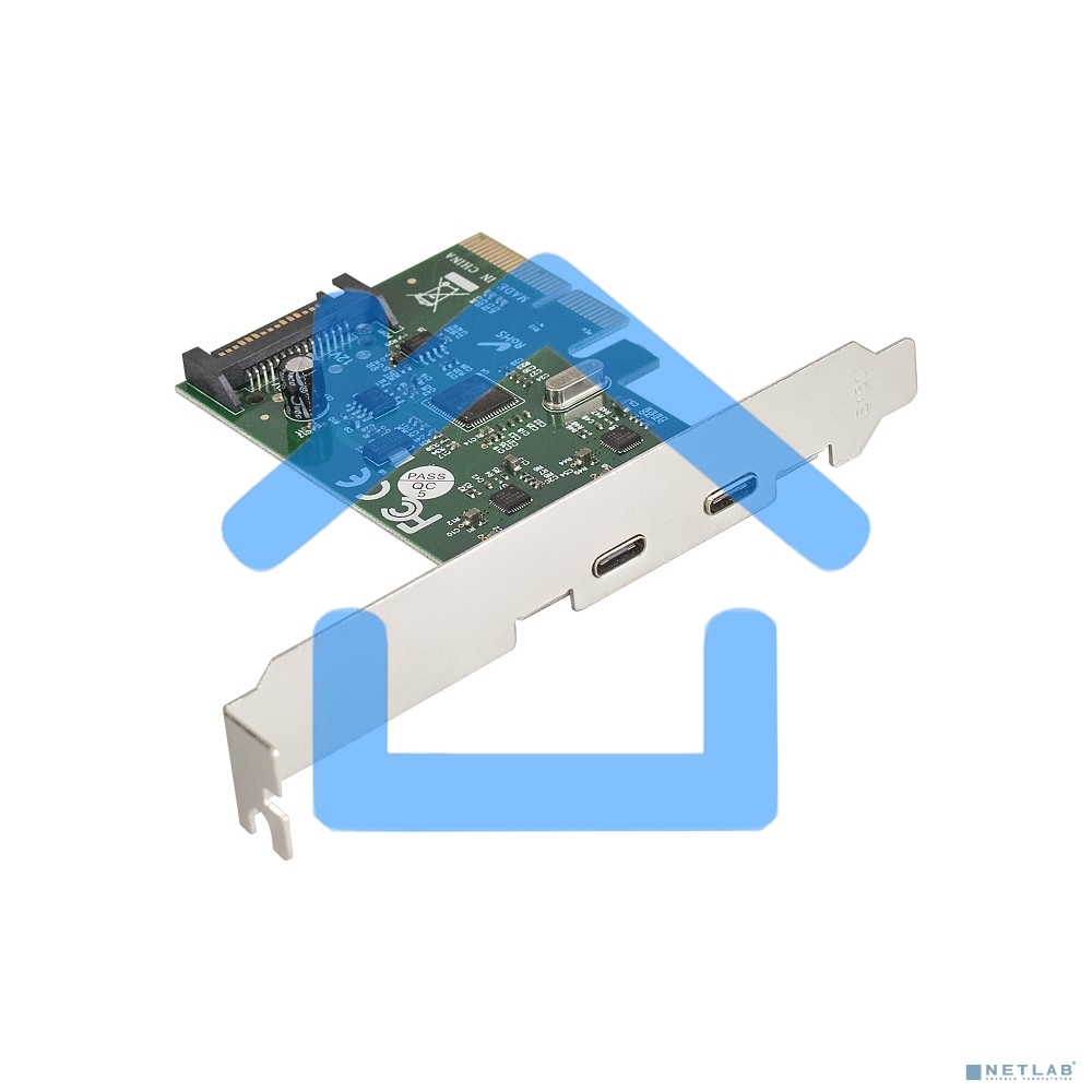 Контроллер ExeGate EXE-313 PCI-Ex4, 2*USB3.1 Type-C ext, разъем доп.питания (OEM)