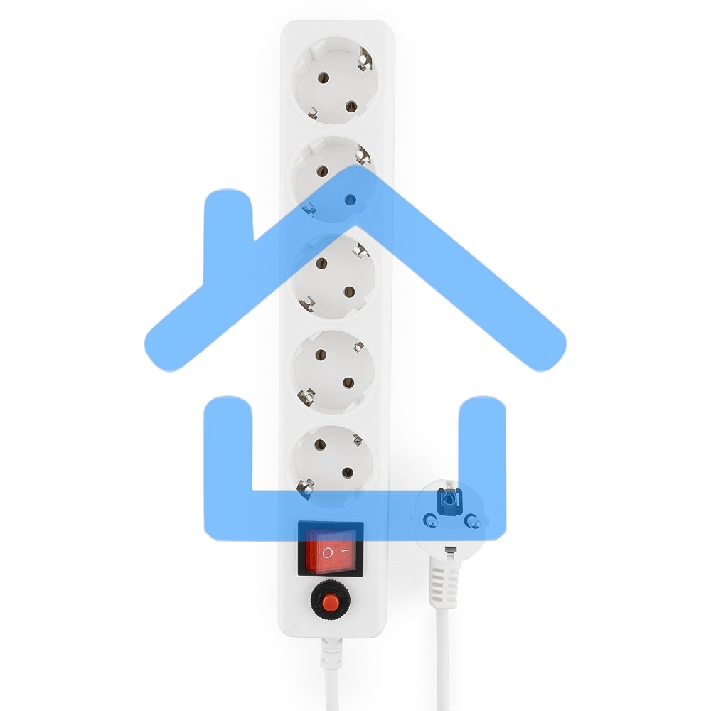 Сетевой фильтр Гарнизон ECL-5-W-1.4, 5р, 10А, 1.4м, ур.защиты 4, белый, пакет