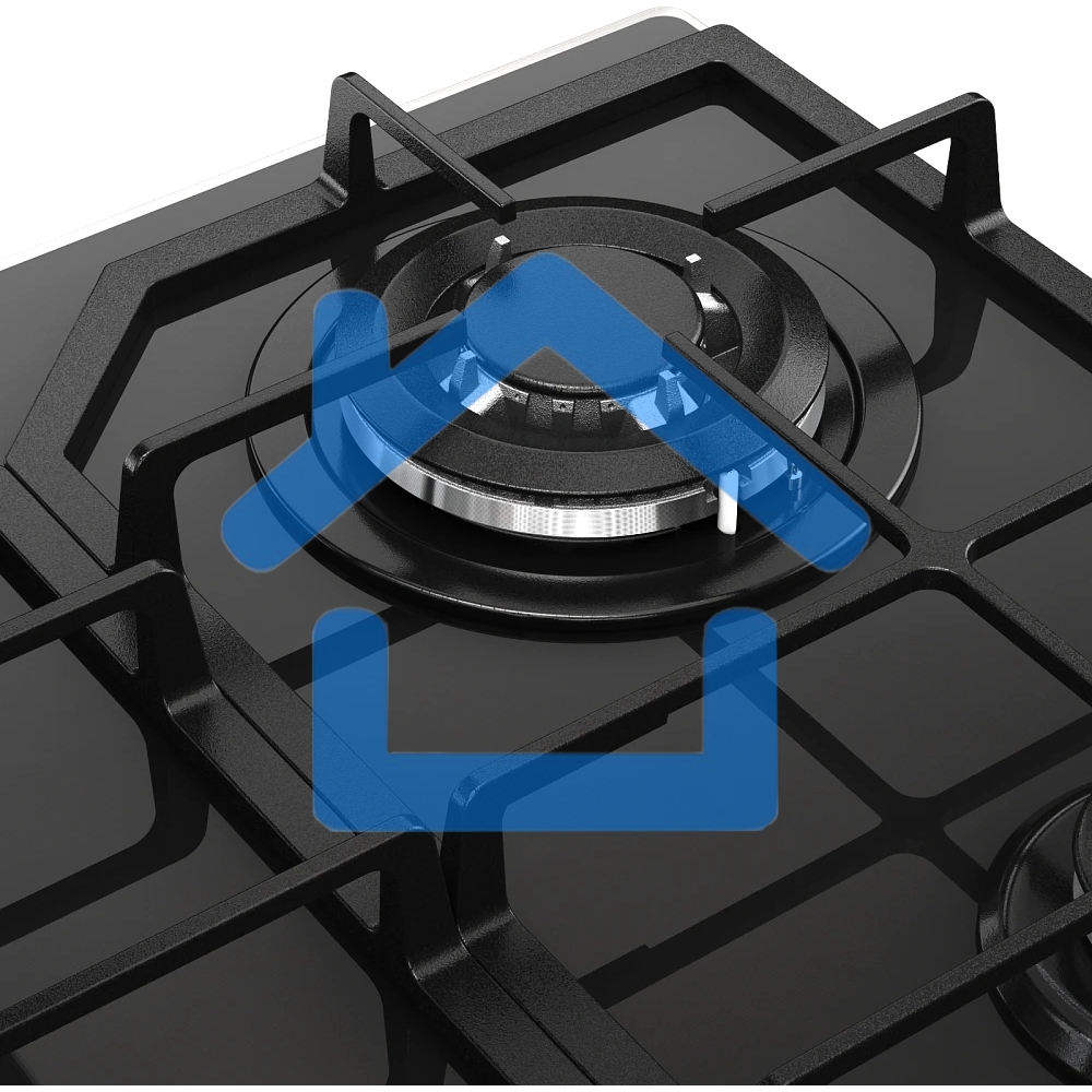 Варочная поверхность MONSHER/ Варочная поверхность MONSHER, газ, High-Tech, 59 см, автоматический электроподжиг, газ-контроль, форсунки под сжиженый газ, SABAF конфорки, чугунные решетки, черный