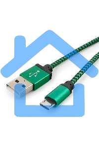 Кабель Gembird USB 2.0 Cablexpert CC-mUSB2gn1m, AM/microBM 5P, 1м, нейлоновая оплетка, алюминиевые разъемы, зеленый, пакет