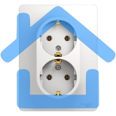 Розетка 2-м СП Glossa с заземл. в сборе бел. SchE GSL000124