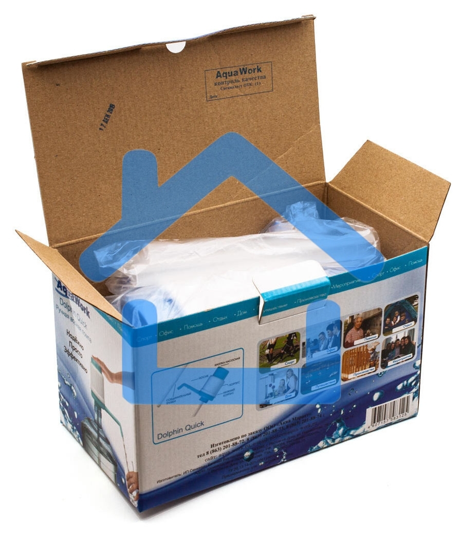 Помпа для 19л бутыли Aqua Work Дельфин Квик механический голубой/белый
