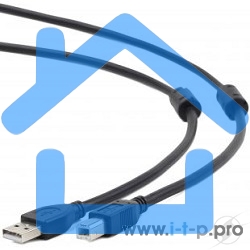 Кабель USB 2.0 Pro Cablexpert CCF2-USB2-AMBM-6, AM/BM, 1.8м, экран, 2феррит.кольца, черный, пакет