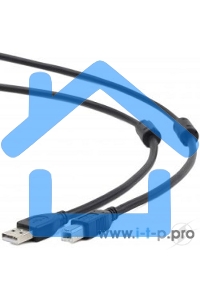 Кабель USB2.0 Pro Cablexpert CCF2-USB2-AMBM-6, AM/BM, 1.8м, экран, 2феррит.кольца, черный, пакет