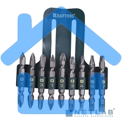 Набор KRAFTOOL Биты двухсторонние, в пласт. держателе, Cr-V, 9 предметов