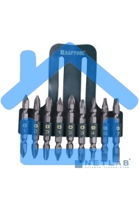 Набор KRAFTOOL Биты двухсторонние, в пласт. держателе, Cr-V, 9 предметов