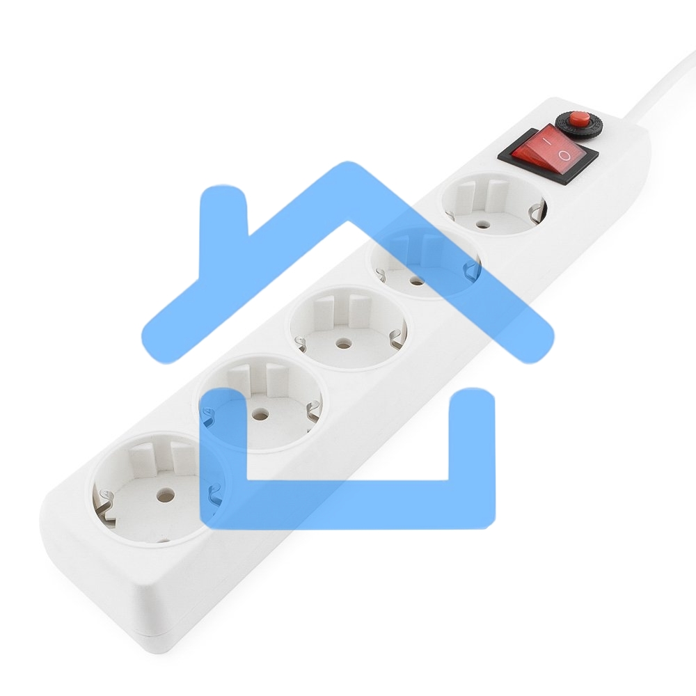 Сетевой фильтр Гарнизон ECL-5-W-1.4, 5р, 10А, 1.4м, ур.защиты 4, белый, пакет