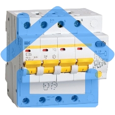 Выключатель автоматический дифференциального тока 4п C 25А 300мА тип AC 4.5кА АД-14 ИЭК MAD10-4-025-C-300